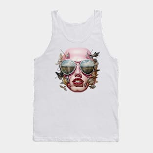 Techno-Butterfly Muse: Abstract Female Face T-Shirt Tank Top